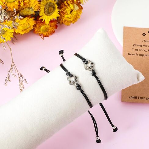 2pcs Dog Bracelets Memorial Gifts for Loss of Dog Passing Cat Sympathy Gifts Paw Print Bracelet Dogs Passed Away Death Sympathy Remembrance Memory Gift for Cat Dogs Lover Women Men in Saudi Arabia