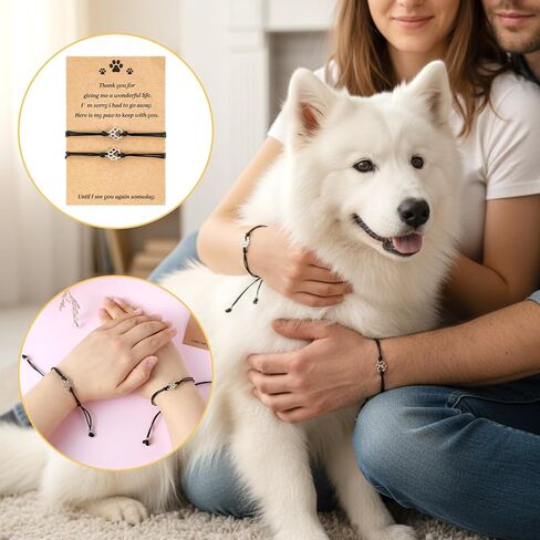 2pcs Dog Bracelets Memorial Gifts for Loss of Dog Passing Cat Sympathy Gifts Paw Print Bracelet Dogs Passed Away Death Sympathy Remembrance Memory Gift for Cat Dogs Lover Women Men in Saudi Arabia
