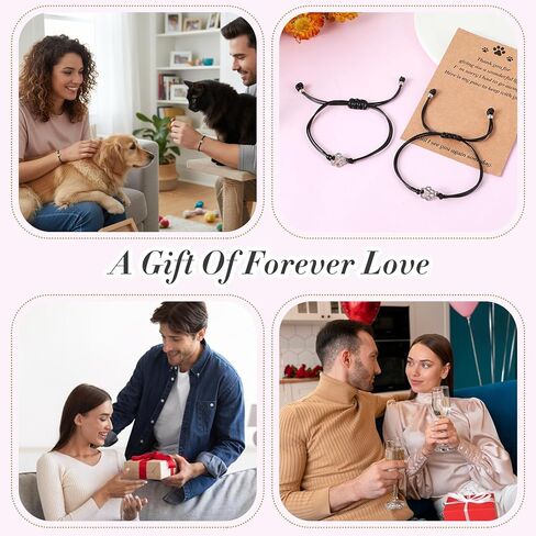 2pcs Dog Bracelets Memorial Gifts for Loss of Dog Passing Cat Sympathy Gifts Paw Print Bracelet Dogs Passed Away Death Sympathy Remembrance Memory Gift for Cat Dogs Lover Women Men in Saudi Arabia