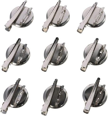 40 Pcs Silver Brooch Blank Round Tray with Alligator Clip and Pin for Making Corsage, Name Tags and Jewelry Making (30mm) in Saudi Arabia