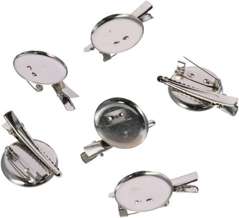 40 Pcs Silver Brooch Blank Round Tray with Alligator Clip and Pin for Making Corsage, Name Tags and Jewelry Making (30mm) in Saudi Arabia