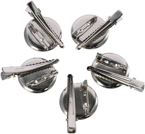 40 Pcs Silver Brooch Blank Round Tray with Alligator Clip and Pin for Making Corsage, Name Tags and Jewelry Making (30mm) in Saudi Arabia