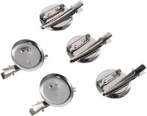 40 Pcs Silver Brooch Blank Round Tray with Alligator Clip and Pin for Making Corsage, Name Tags and Jewelry Making (30mm) in Saudi Arabia