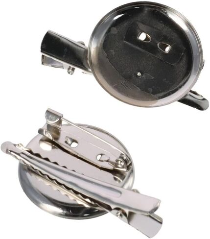 40 Pcs Silver Brooch Blank Round Tray with Alligator Clip and Pin for Making Corsage, Name Tags and Jewelry Making (30mm) in Saudi Arabia