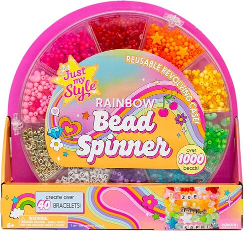Just My Style Rainbow Bead Spinner, DIY Bracelet Making Kit with Swiveling Bead Case, Includes Over 1,000 Beads for Bracelet Making, Elastic, and More in Kuwait