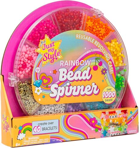 Just My Style Rainbow Bead Spinner, DIY Bracelet Making Kit with Swiveling Bead Case, Includes Over 1,000 Beads for Bracelet Making, Elastic, and More in Kuwait
