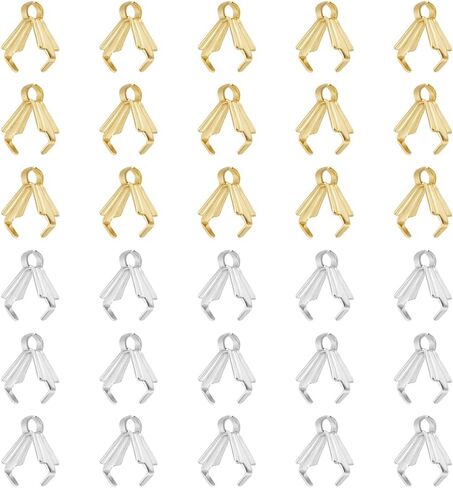 UNICRAFTALE about 120pcs Real 18K Gold Plated Ice Pick Pinch Bails 8mm Stainless Steel Pendant Pinch Bails Jewelry Snap on Bails Pendant Connectors Hangers for Jewlery Making in Saudi Arabia