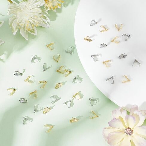 UNICRAFTALE about 120pcs Real 18K Gold Plated Ice Pick Pinch Bails 8mm Stainless Steel Pendant Pinch Bails Jewelry Snap on Bails Pendant Connectors Hangers for Jewlery Making in Saudi Arabia