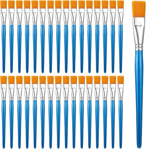 32 Pcs 3/4 Inch Flat Paint Brushes for Acrylic Painting Watercolor Large Acrylic Paint Brush Artist Painting Brush with Wooden Handles for Acrylic, Watercolor, Oil, Crafts, Face Body Art in Saudi Arabia
