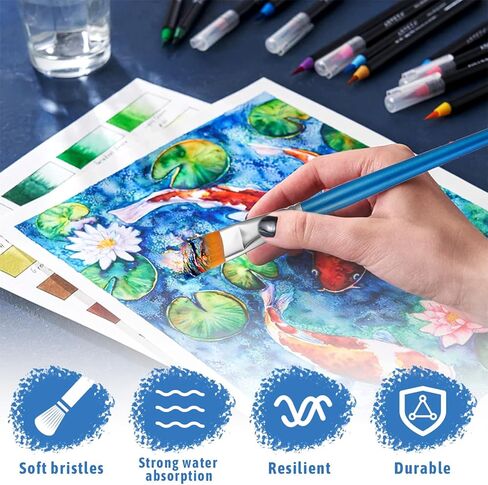32 Pcs 3/4 Inch Flat Paint Brushes for Acrylic Painting Watercolor Large Acrylic Paint Brush Artist Painting Brush with Wooden Handles for Acrylic, Watercolor, Oil, Crafts, Face Body Art in Saudi Arabia