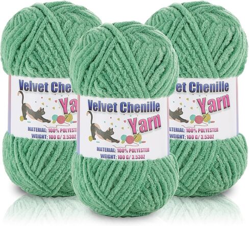 3 * 100g/3.5oz Fluffy Chenille Yarn for Crocheting, Chunky Velvet Yarn for Crochet Amigurumi, Used for Making Baby Yarns Blanket, Clothes, Pattern Knitting Creations (Yellow) in Saudi Arabia