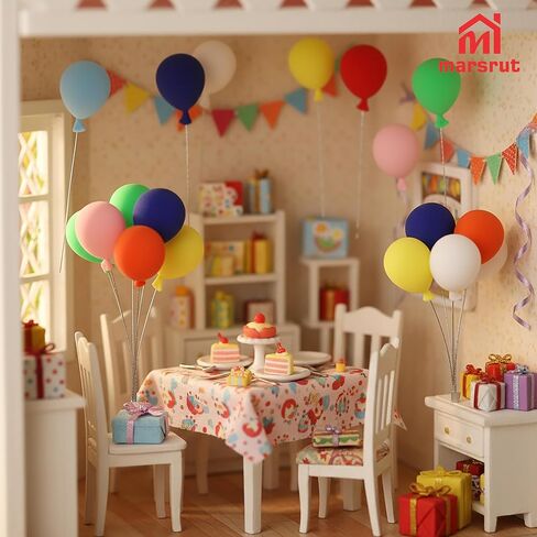 16Pcs Dollhouse Miniature Balloons 1:12 Scale – Colorful Mini Birthday Balloon Cake Toppers, Tiny Plastic Accessories for Fairy Garden, Bonsai, Party Decor, DIY Crafts, Cake Picks, Cupcake Decoration in Saudi Arabia