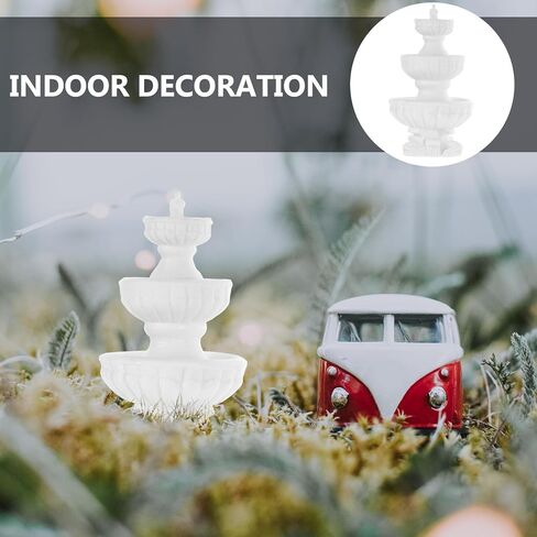Totority Miniature Fountain, White Plastic Mini Fountain Decor for Micro Landscape, Bonsai, Terrarium, Dollhouse Displays, and Tabletop Diorama Scenes in Saudi Arabia