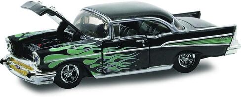 1957 Chevy Bel Air Black Metallic with Green Flames Limited Edition to 8250 Pieces Worldwide 1/64 Diecast Model Car by M2 Machines 31500-HS28 in Saudi Arabia