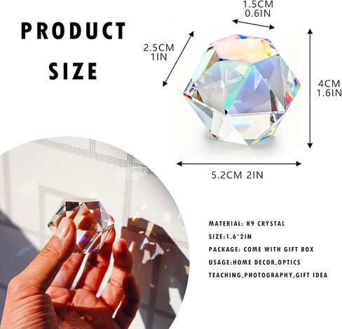 QFkris 2" K9 Crystal Optical Glass Prism Cube Crystal Faceted Optical Prism for Teaching Light, Physics, Photography, Science Classroom in Saudi Arabia