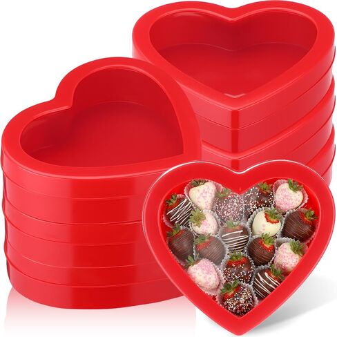 Wesiti 6 Pcs Small Heart Shaped Boxes with Window Valentine's Day Gift Boxes Plastic Storage Container for DIY Projects Presents Candy Jewelry Mother's Day Gifts(Red) in Saudi Arabia
