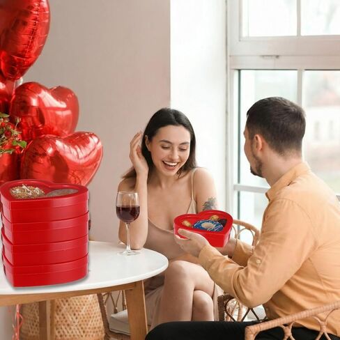 Wesiti 6 Pcs Small Heart Shaped Boxes with Window Valentine's Day Gift Boxes Plastic Storage Container for DIY Projects Presents Candy Jewelry Mother's Day Gifts(Red) in Saudi Arabia