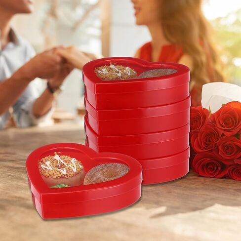 Wesiti 6 Pcs Small Heart Shaped Boxes with Window Valentine's Day Gift Boxes Plastic Storage Container for DIY Projects Presents Candy Jewelry Mother's Day Gifts(Red) in Saudi Arabia