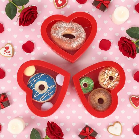 Wesiti 6 Pcs Small Heart Shaped Boxes with Window Valentine's Day Gift Boxes Plastic Storage Container for DIY Projects Presents Candy Jewelry Mother's Day Gifts(Red) in Saudi Arabia