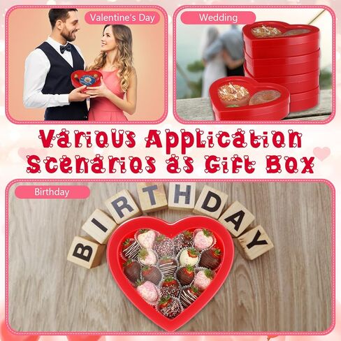 Wesiti 6 Pcs Small Heart Shaped Boxes with Window Valentine's Day Gift Boxes Plastic Storage Container for DIY Projects Presents Candy Jewelry Mother's Day Gifts(Red) in Saudi Arabia