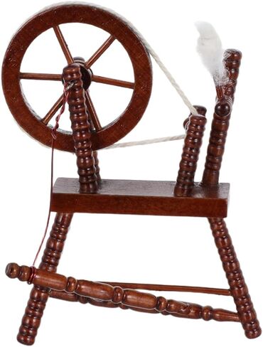 NUOBESTY Miniature Wooden Spinning Wheel 1:12 Scale for Dollhouse Furniture Decorative Accessory in Saudi Arabia