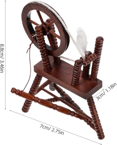 NUOBESTY Miniature Wooden Spinning Wheel 1:12 Scale for Dollhouse Furniture Decorative Accessory in Saudi Arabia