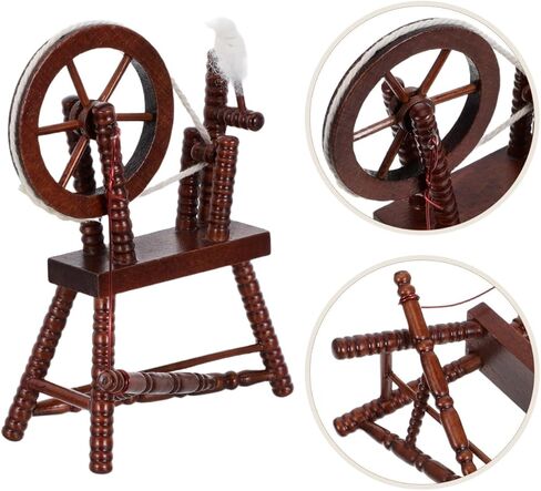 NUOBESTY Miniature Wooden Spinning Wheel 1:12 Scale for Dollhouse Furniture Decorative Accessory in Saudi Arabia
