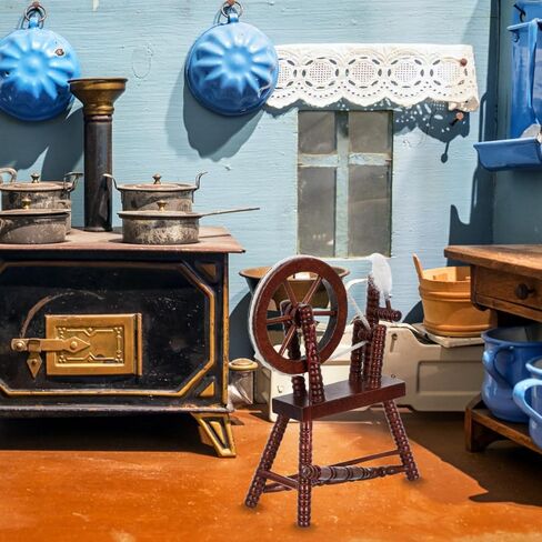 NUOBESTY Miniature Wooden Spinning Wheel 1:12 Scale for Dollhouse Furniture Decorative Accessory in Saudi Arabia