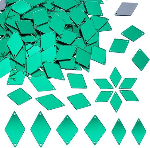PH PandaHall 300pcs Black Sew on Mirrors, 18/20/24mm Rhombus Mirrors Acrylic Mirror DIY Mirrored Rhinestones 2 Hole Mirror Piece Loose Bead Links for Evening Dress Party Bags Cloth Garment Crafts in Saudi Arabia