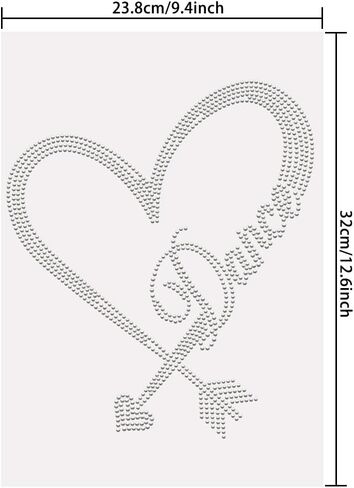 SUPERDANT Dance Iron on Rhinestones for Clothes Arrow of Love Crystal Heat Transfer Stickers Iron on Decals Rhinestone Patches for Dance Lover T-Shirt Clothing Hoodie Jackets DIY Art Craft Gifts in Saudi Arabia