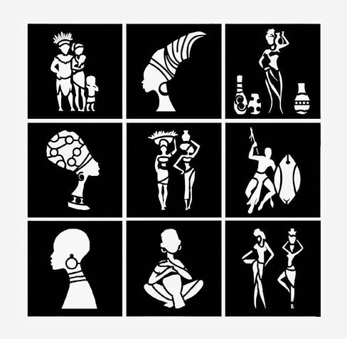 Set of 9 African Tribal Stencils 6 x 6 Inch – Reusable Mylar Templates for Painting, Wall Art, Scrapbooking, Crafts, and Home Décor Projects in Saudi Arabia