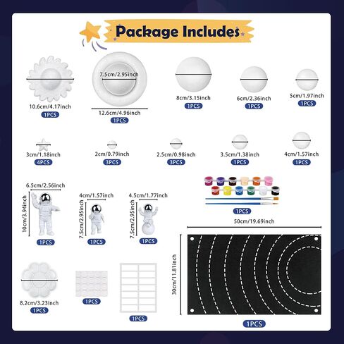 35PCS Solar System Model Kit Foam Ball Kit Includes Color Pigments Palette Spheres Balls Brushes Felt Background Plate Instruction Manual Astronaut Ornament and More in Saudi Arabia