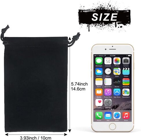 Shintop 20pcs velvet bags with drawstrings, 4x6inch Gift Bags Black Velvet Jewelry Pouches for Dice Wedding Party Favor in Saudi Arabia