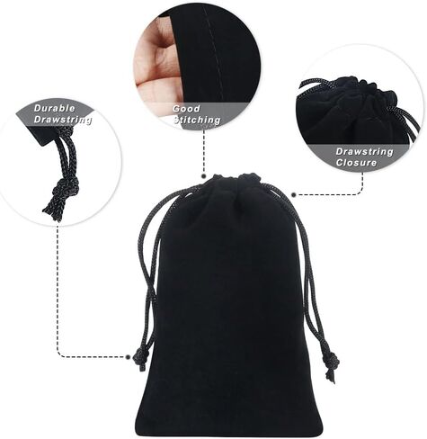 Shintop 20pcs velvet bags with drawstrings, 4x6inch Gift Bags Black Velvet Jewelry Pouches for Dice Wedding Party Favor in Saudi Arabia