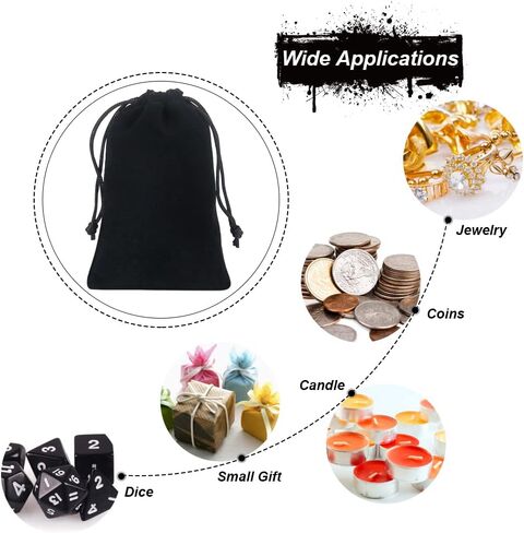 Shintop 20pcs velvet bags with drawstrings, 4x6inch Gift Bags Black Velvet Jewelry Pouches for Dice Wedding Party Favor in Saudi Arabia