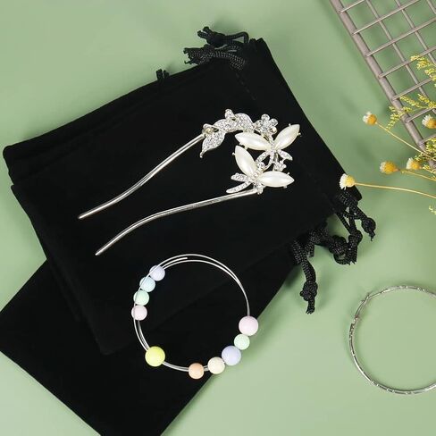 Shintop 20pcs velvet bags with drawstrings, 4x6inch Gift Bags Black Velvet Jewelry Pouches for Dice Wedding Party Favor in Saudi Arabia