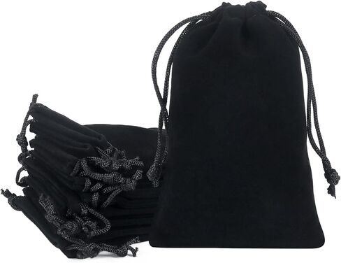 Shintop 20pcs velvet bags with drawstrings, 4x6inch Gift Bags Black Velvet Jewelry Pouches for Dice Wedding Party Favor in Saudi Arabia