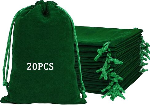 Shintop 20pcs velvet bags with drawstrings, 4x6inch Gift Bags Black Velvet Jewelry Pouches for Dice Wedding Party Favor in Saudi Arabia