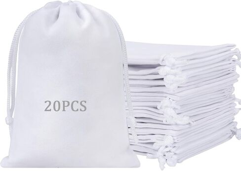 Shintop 20pcs velvet bags with drawstrings, 4x6inch Gift Bags Black Velvet Jewelry Pouches for Dice Wedding Party Favor in Saudi Arabia