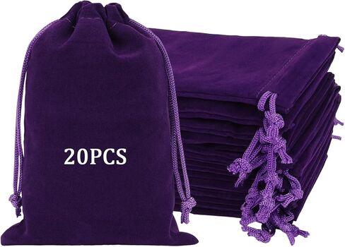 Shintop 20pcs velvet bags with drawstrings, 4x6inch Gift Bags Black Velvet Jewelry Pouches for Dice Wedding Party Favor in Saudi Arabia