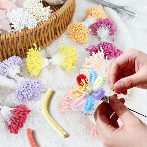 1800Pcs 10 Color Stamens for Flower Making Artificial Pistil Double Heads Matte Flower Stamen for Crafting Handmade DIY Scrapbooking Wedding Party Home Decoration, 2mm in Saudi Arabia