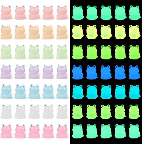 35pcs Luminous Resin Mini Frogs Cute Frog Glow in The Dark Miniature Figurines Frogs DIY Ornament Accessories for Garden Dollhouse Decoration Crafts in Saudi Arabia