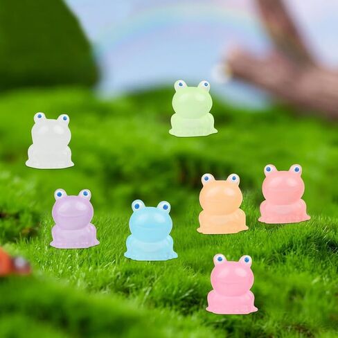 35pcs Luminous Resin Mini Frogs Cute Frog Glow in The Dark Miniature Figurines Frogs DIY Ornament Accessories for Garden Dollhouse Decoration Crafts in Saudi Arabia