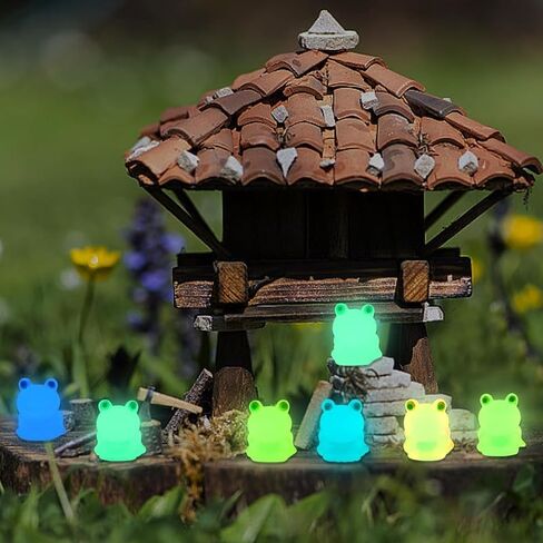 35pcs Luminous Resin Mini Frogs Cute Frog Glow in The Dark Miniature Figurines Frogs DIY Ornament Accessories for Garden Dollhouse Decoration Crafts in Saudi Arabia