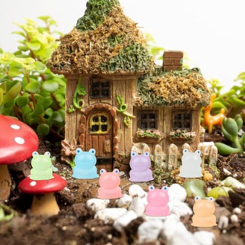 35pcs Luminous Resin Mini Frogs Cute Frog Glow in The Dark Miniature Figurines Frogs DIY Ornament Accessories for Garden Dollhouse Decoration Crafts in Saudi Arabia