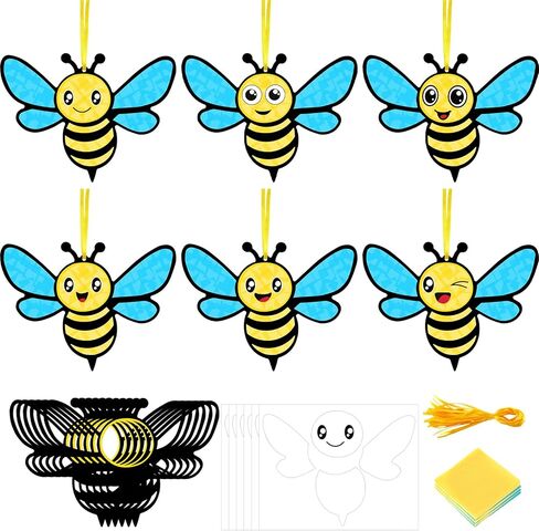 24 Sets Bee Crafts DIY Spring Bees Tissue Paper Craft Kits Make Your Own Spring Summer Hanging Ornaments for Party Favor Holiday Activities in Saudi Arabia