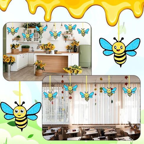 24 Sets Bee Crafts DIY Spring Bees Tissue Paper Craft Kits Make Your Own Spring Summer Hanging Ornaments for Party Favor Holiday Activities in Saudi Arabia