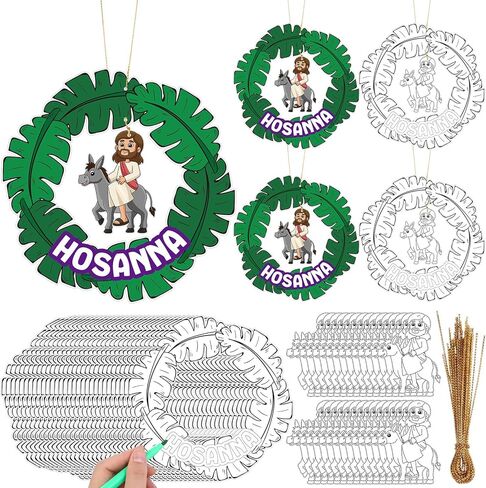 Eaasty 30 Pcs Easter Palm Sunday Crafts Kits Palm Leaf Hosanna Jesus Cards Hanging Ornaments for Christian Sunday School Activities Church Decor Holy Week Home Art Project Religious Party in Saudi Arabia