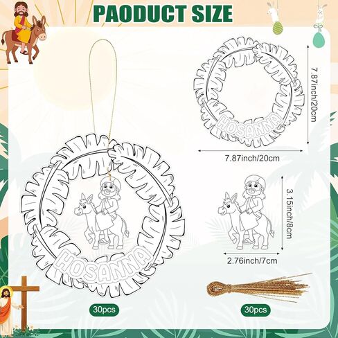 Eaasty 30 Pcs Easter Palm Sunday Crafts Kits Palm Leaf Hosanna Jesus Cards Hanging Ornaments for Christian Sunday School Activities Church Decor Holy Week Home Art Project Religious Party in Saudi Arabia