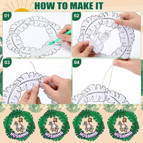 Eaasty 30 Pcs Easter Palm Sunday Crafts Kits Palm Leaf Hosanna Jesus Cards Hanging Ornaments for Christian Sunday School Activities Church Decor Holy Week Home Art Project Religious Party in Saudi Arabia